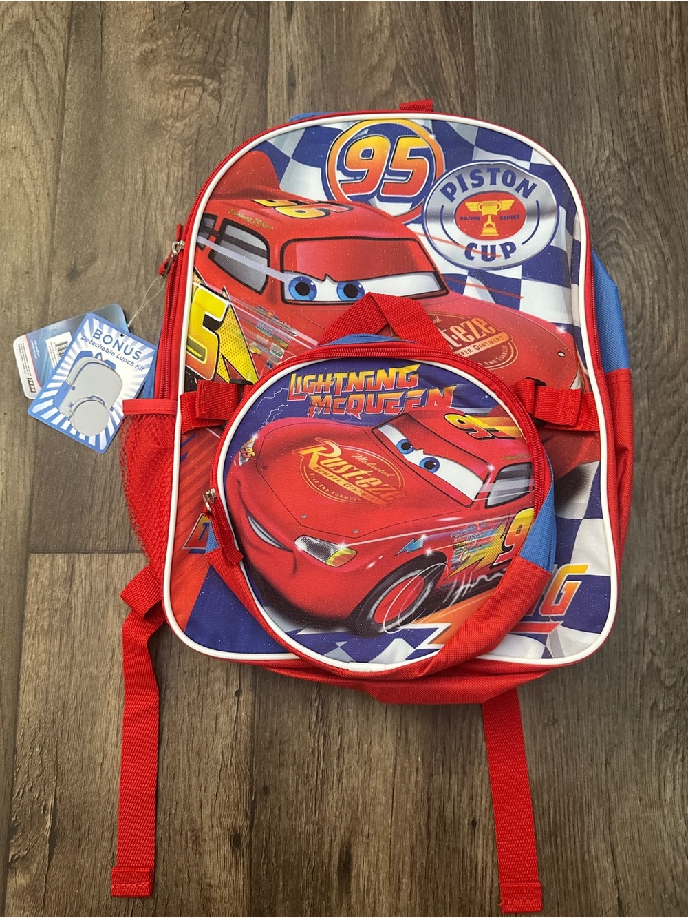 Disney Pixar Cars Lightning McQueen School Travel Backpack Lunch Bag